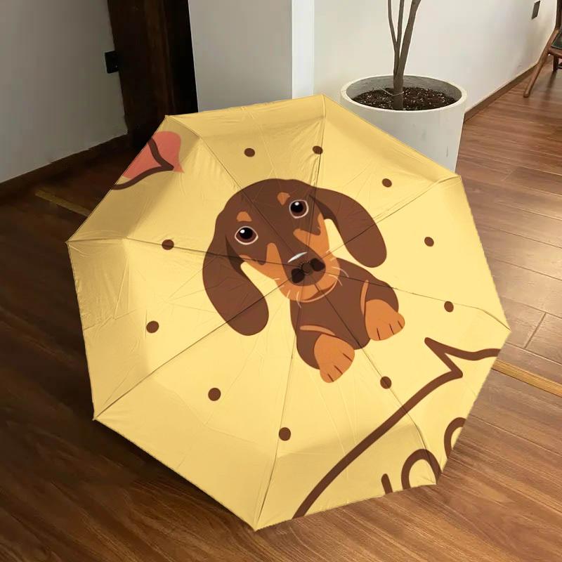 1pc Dachshund Love Umbrella with Plastic Handle,Suitable for All Seasons Home Travel Outdoor UmbrellaDD327