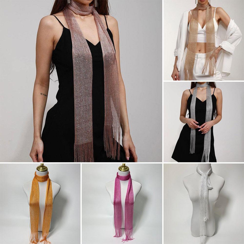Nightclub Sunscreen Shawl Bright Silk Evening Dress Scarf Fashion Shiny Necklace