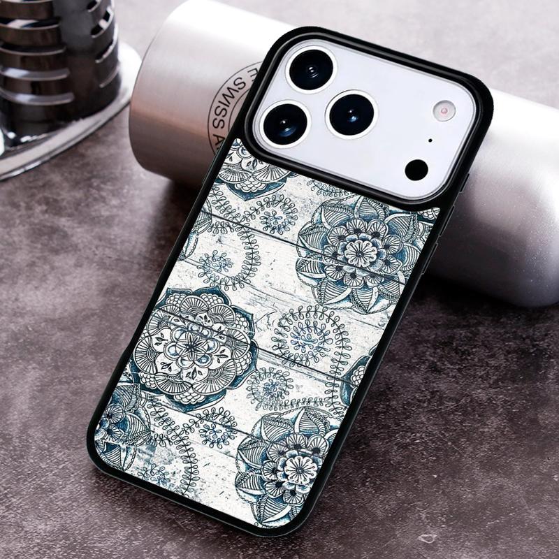 Mandala Floral Wood pattern Phone Case for iPhone 17 16 15 Pro Max Air 14 13 12 11 Plus Shockproof Capa Cover