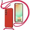 Case - BOOLING - for Samsung Galaxy S24 FE - Soft Silicone - Shockproof - Red Lanyard