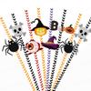 24pcs Halloween Straw Party Decoration Skeleton Spider Water Cup Beverage Decoration Disposable Straws