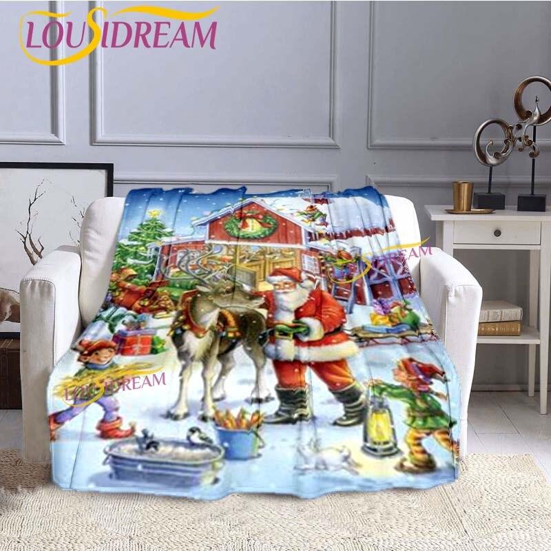 С Рождеством Санта-Клаус серии плюшевое фланелевое одеяло, одеяло, новогоднее постельное белье для детей и взрослых