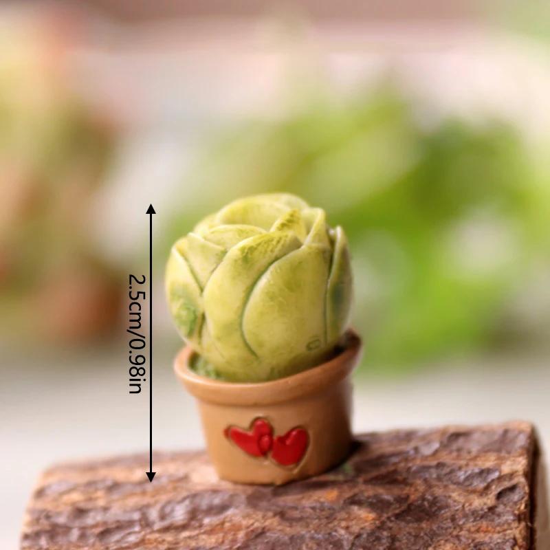 Имитация кактуса, маленькое растение в горшке, микропейзаж, настольные декоративные изделия из смолы, садовый орнамент, мультяшный кактус, мини-бонсай