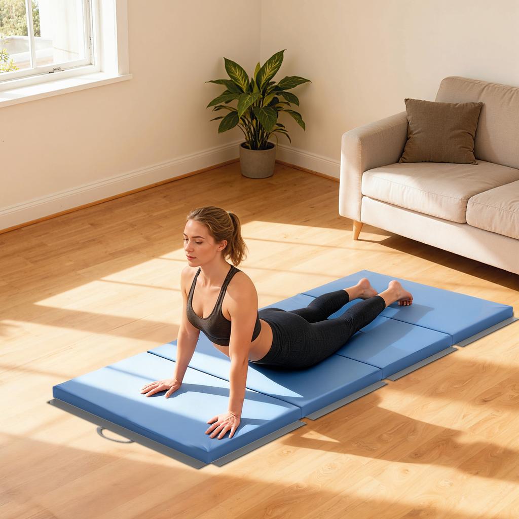 Foldable Non-Slip Gymnastics Mat 180x80cm Blue