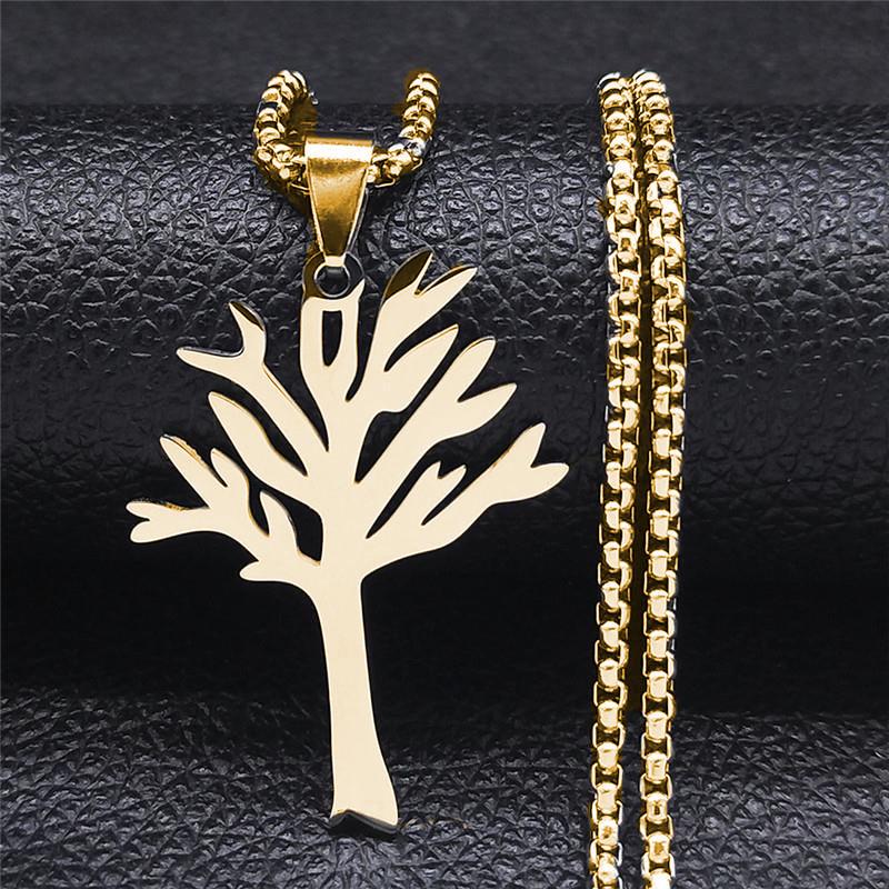 European and American Hollow Tree of Life Necklace Stainless Steel Tree Pendant Personalized Versatile Accessories
