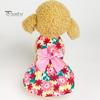Красивое очаровательное яркое платье принцессы для собак с цветочным принтом и бантом для домашних собак и щенков. Повседневная одежда.