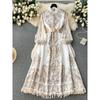 Palace Style Niche Style Print Long Puff Sleeve Dress
