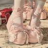 Fashion Lovely Girls Lolita Cute Bowknot Platform Shoes Sweet Rabbit Ears Monk Straps Flat Elevator Shoes Mary Janes