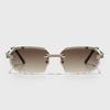 New Rimless Luxury Sunglasses Diamond Cut Sun Shades For Man And Women Designer Brand Glasses Uv400 Frameless Eyewear