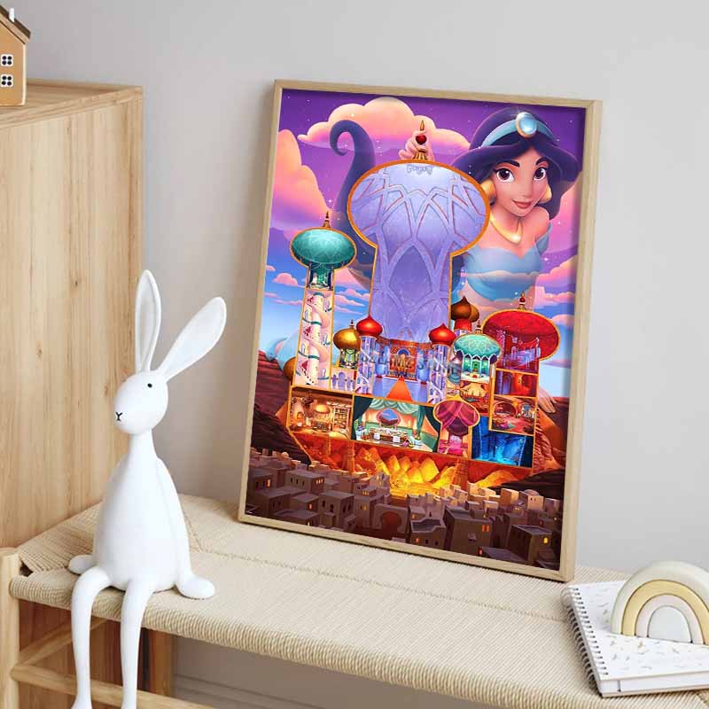 Disney Алмазная живопись Жасмин и Ночной Замок Иллюстрация Настенное украшение Вышивка Полная Алмазная Вышивка Крестом DIY Подарок Украшение Дома