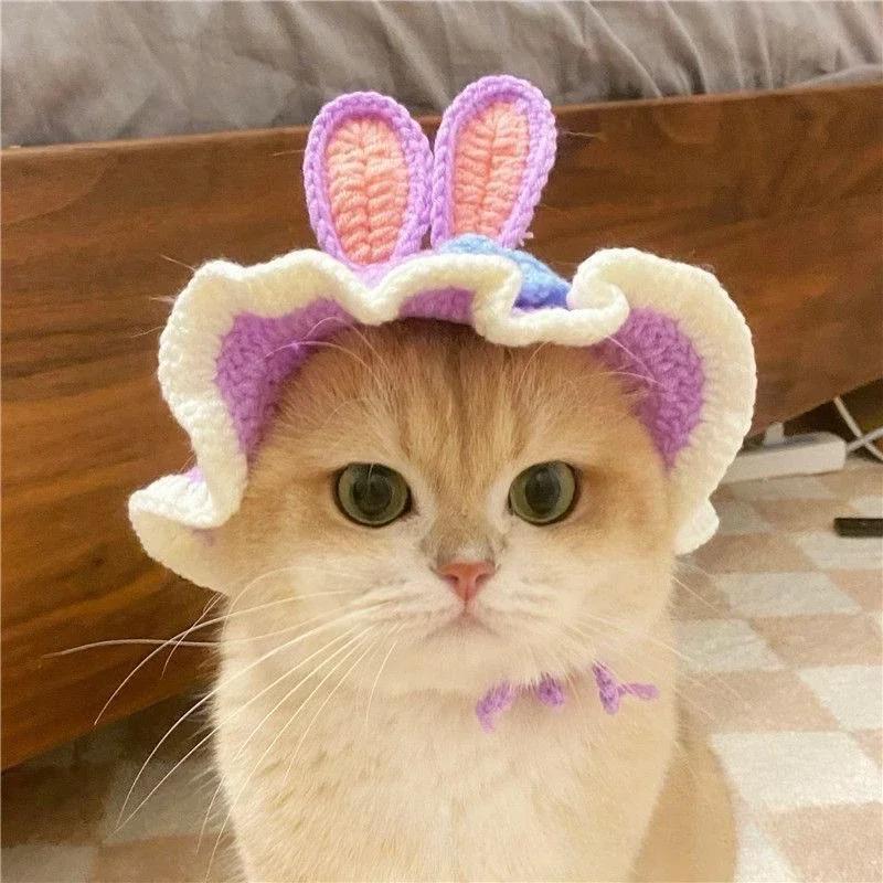 Милая изысканная шапка для кошек, эластичная осенне-зимняя шапка для домашних животных, щенков, котят, вязаная шапка, реквизит для вечеринки, фотосессии, украшения, аксессуары для кошек