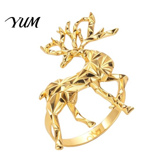 Gold Napkin Holders Christmas Deer Ring, Faceted Metal Elk Holder, Reusable Elegant Dining Table Accessories Ring for Xmas Holiday Wedding Receptions