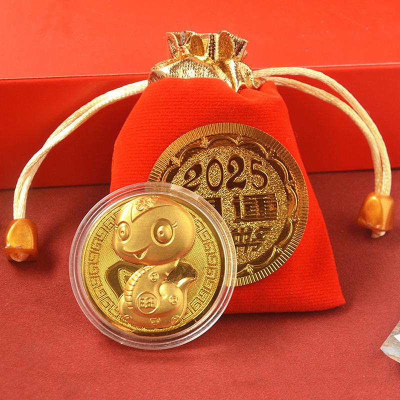 Золотая монета «2025 год Змеи» Памятные монеты Коллекционные памятные монеты с китайским зодиаком