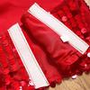Girls Sequin Crop Top Halter Neck Tutu Skirt 3D Flower Clip Dance Costume Set Training Outfit