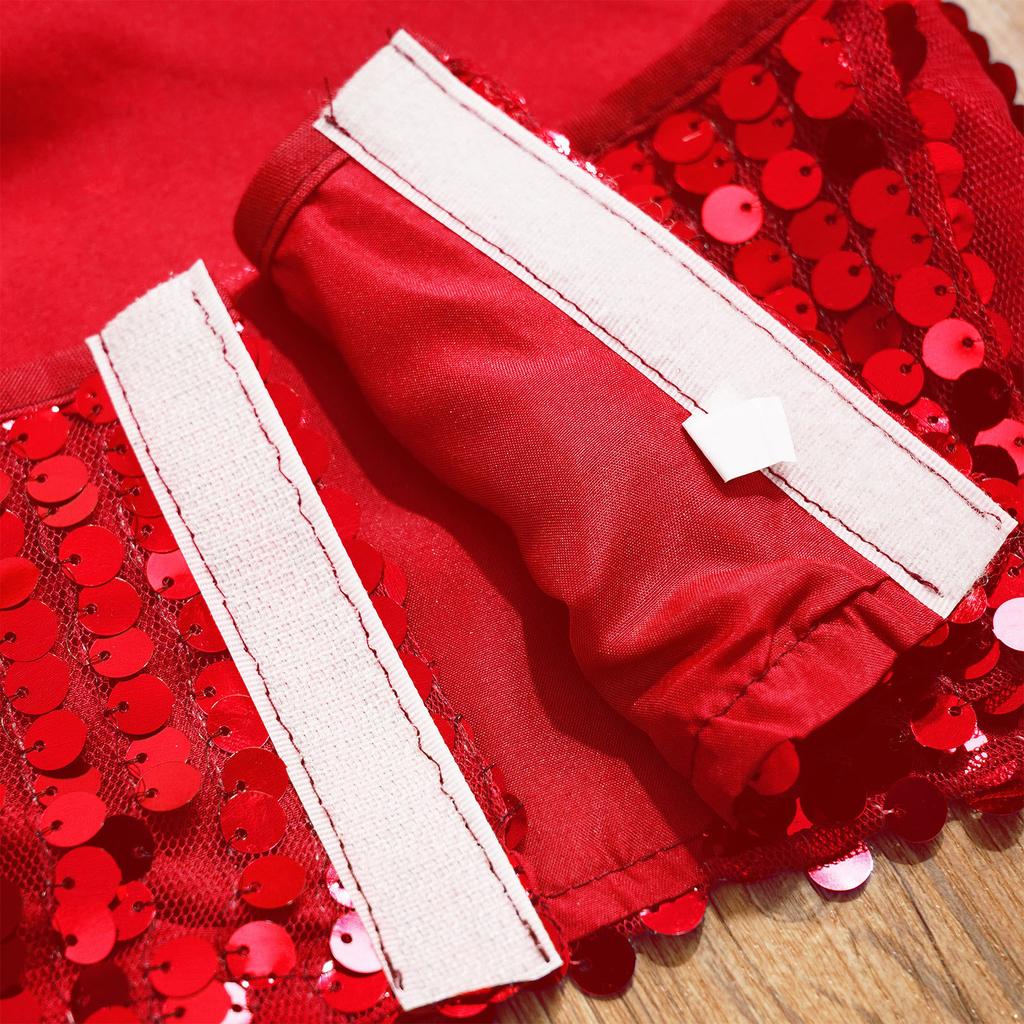Girls Sequin Crop Top Halter Neck Tutu Skirt 3D Flower Clip Dance Costume Set Training Outfit