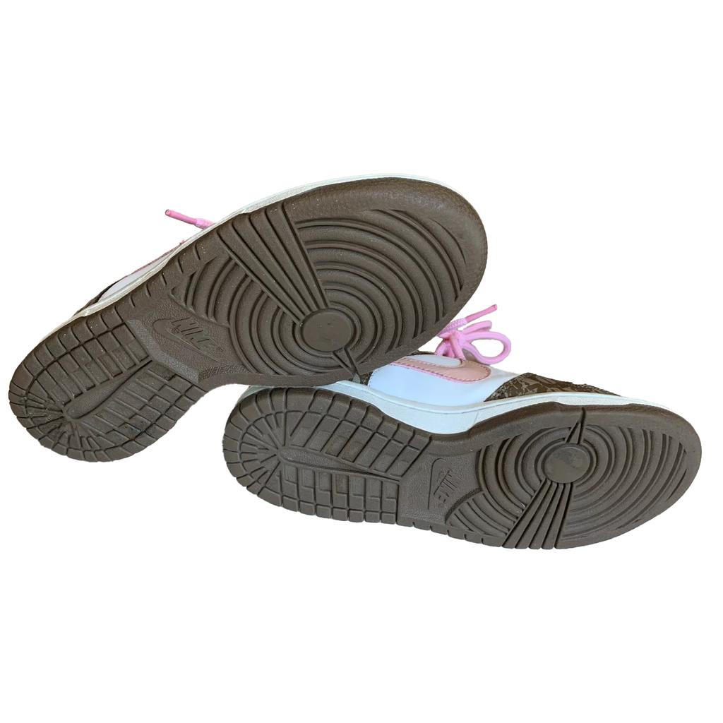 Nike Dunk Low GS XOXO Kids Sneakers Tan Dark-Khaki Bubble-Gum 309601-261