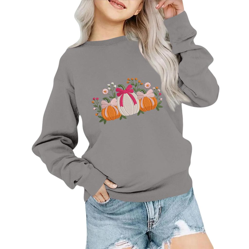 Kids' Fashion Loose-Fit Casual Long-Sleeve Christmas Print Oversized Crewneck Sweatshirt
