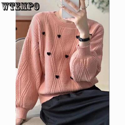 Осенне-зимняя трикотажная рубашка Little Love для женщин, стильный топ с длинными рукавами, свободный и универсальный свитер для женщин