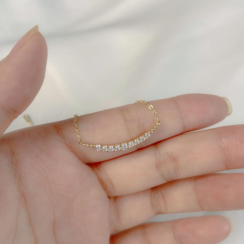 S925 Sterling Silver Smile Necklace for Women Special Interest Light Luxury Style Inlaid Zircon Clavicle Chain