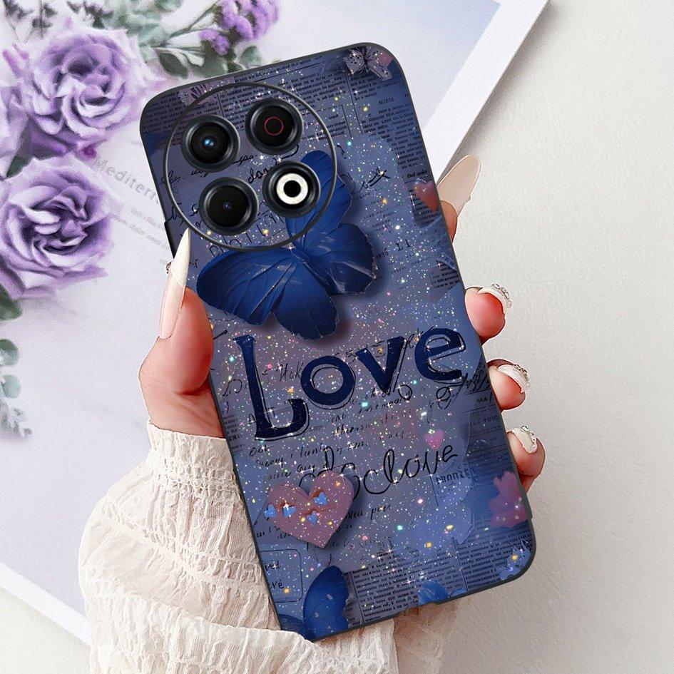 Для Tecno Spark 30 KL6 Чехол Spark 30 Pro KL7 Обложка Модный Цветок Мягкий Черный Силиконовый Чехол для Телефона Для Tecno Spark30 Pro 2024 Чехол