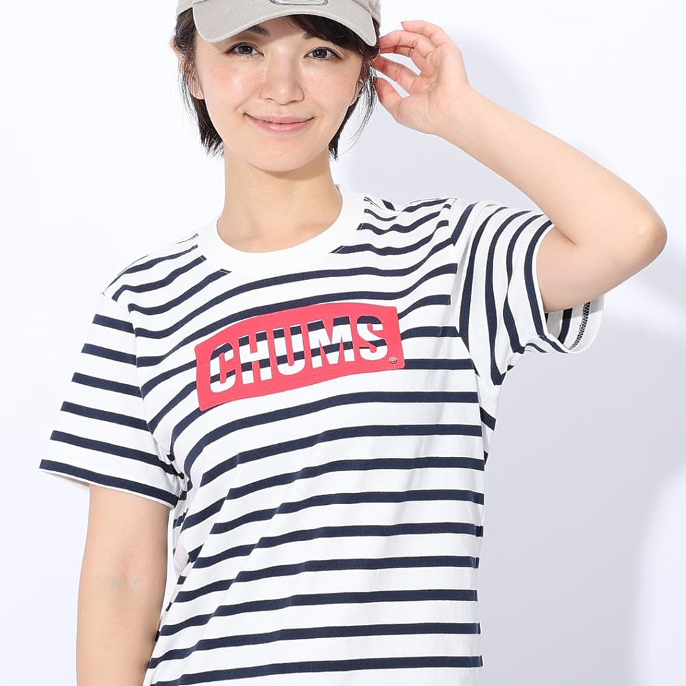 Футболка с логотипом WM [Chums] Футболка женская белая/темно-синяя×красная2