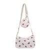 Strawberry Print Corduroy Shoulder Bag Fashion Girl Pillow Bag For Casuals Daily