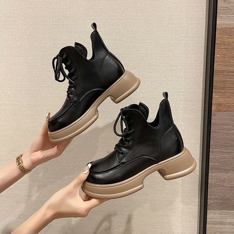 Обувь Ботильоны на платформе со шнурками женские ботильоны армейские короткие туфли на шнуровке для женщин панк-стиль массивные байкерские тенденции 2024