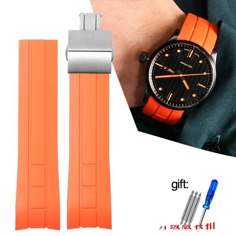 Arc Mouth Rubber Watch Band For Citizen Air Eagle / Mido Helmsman M005 Sao Orange Men's Black Blue Watch Strap 23mm 22mm