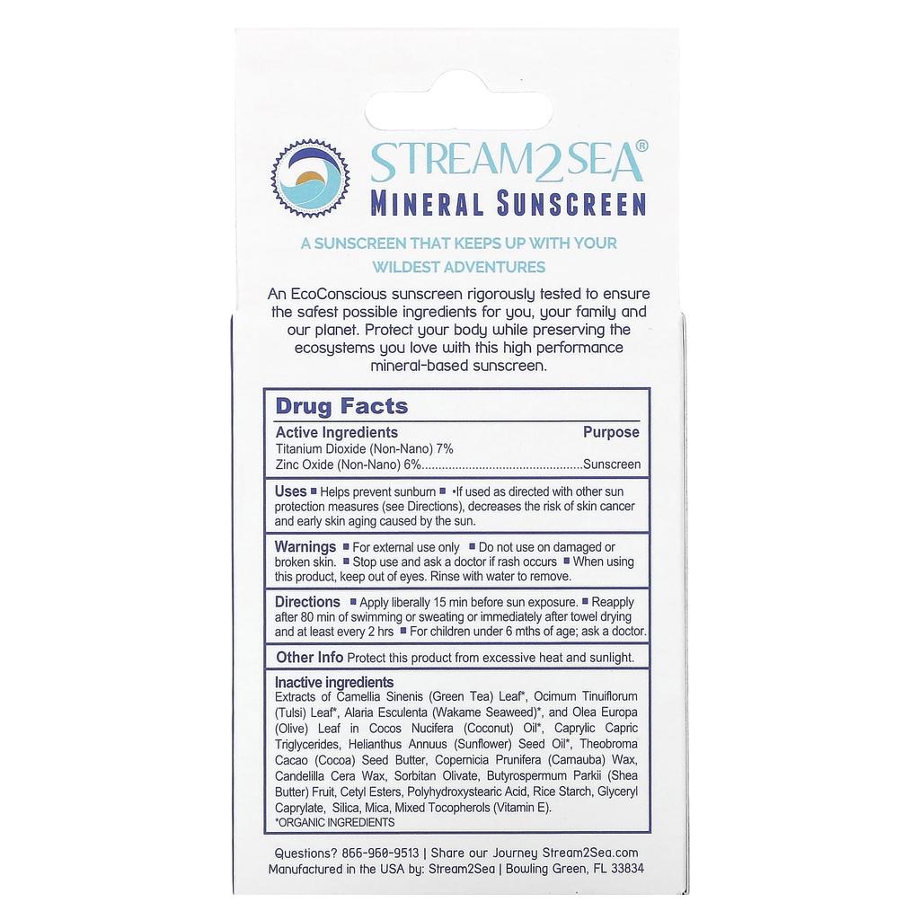 Stream2Sea Солнцезащитный крем Ecostick Sports, SPF 35+, 14 г(0,5 унции)