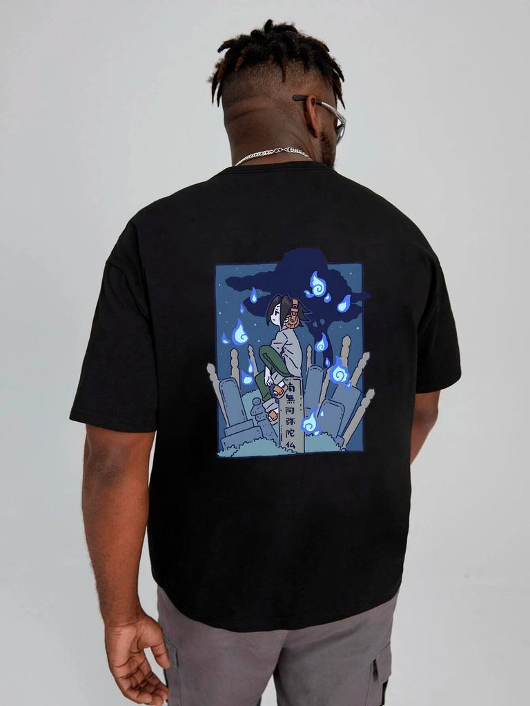 Японская крутая футболка с героями мультфильмов для мальчиков, готические летние хлопковые топы унисекс High Street, футболки с короткими рукавами, женские футболки с круглым вырезом