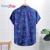 Мужская рубашка с коротким рукавом темно-синего цвета, белая розовая рубашка для мужчин, повседневная мода, летний отпуск на Гавайях 2025 г., новинка