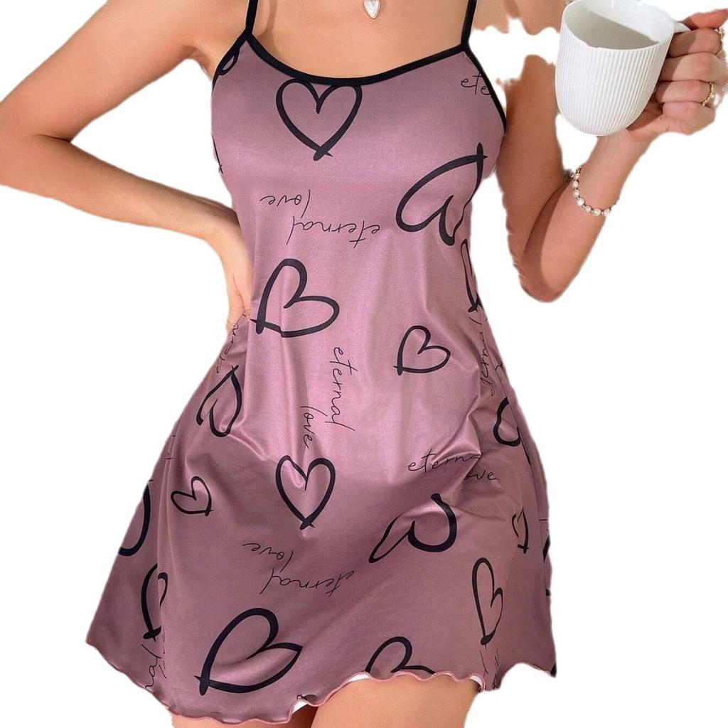 Сексуальная ночная рубашка с цветочным принтом на шее в европейском и американском стиле, новое сексуальное платье-халтер для дома