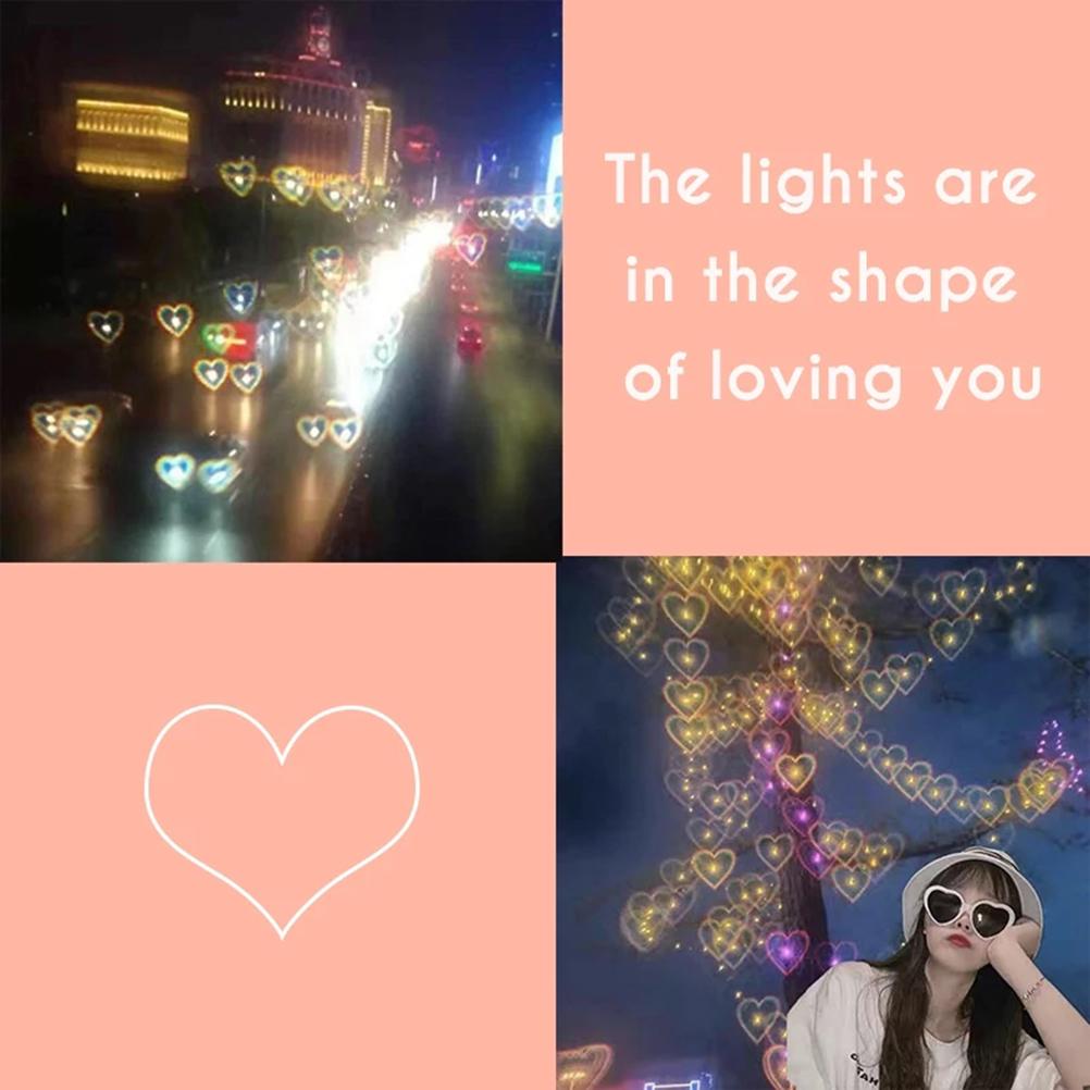 Очки для рефракции с линзами в форме сердца, очки со спецэффектами «Любовь», модные солнцезащитные очки