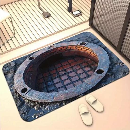 3D Optical Illusion Floor Mat Non-Slip Vision Rug with Stunning 3D Visual Effect Design Area Rug for Living Room Bedroom Hallway Easy Care Carpet