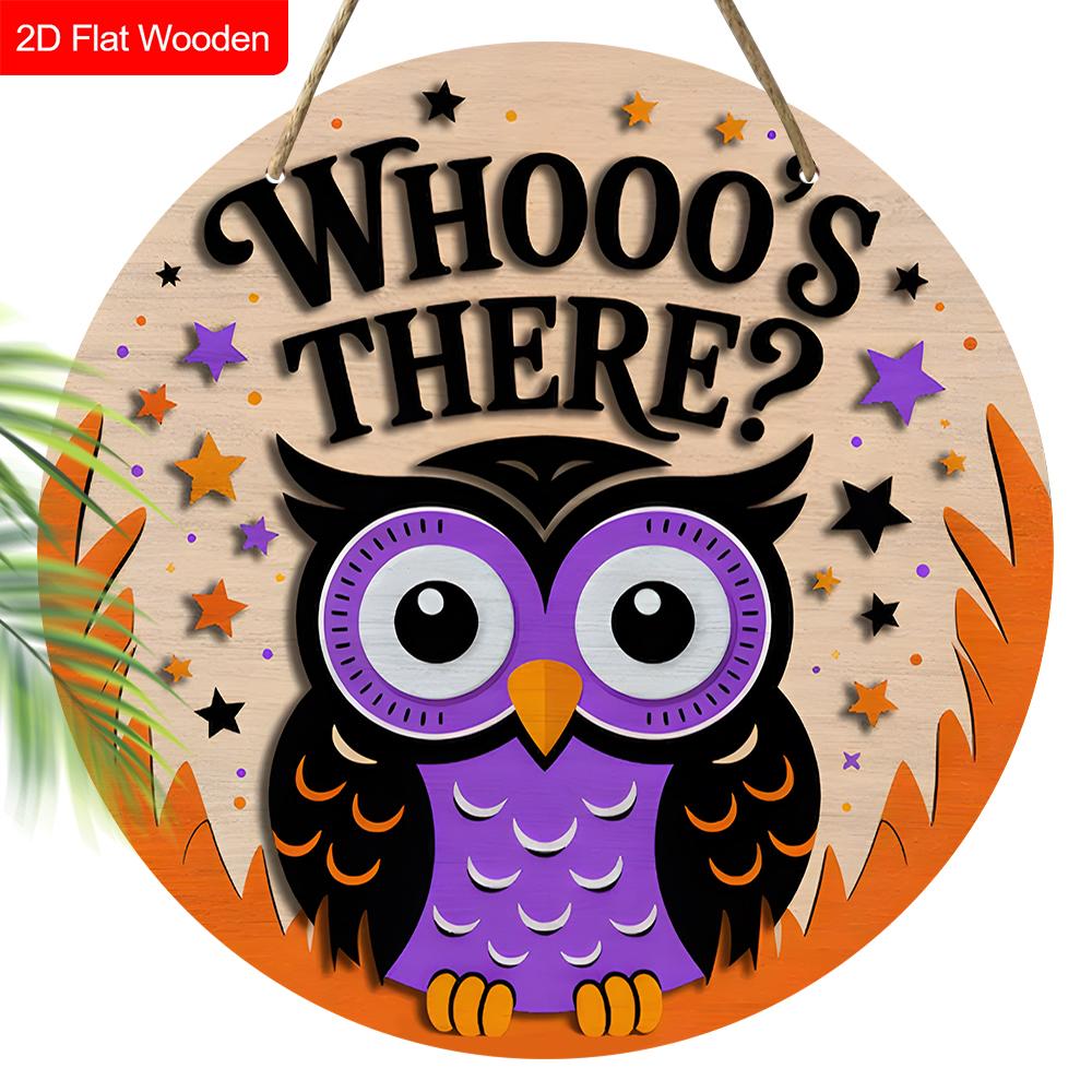 Funny Wooden Sign with Adorable Owls Pattern, Unique Decorative Plaques & Signs for Front Door, Wall Hanging Decor, Ideal Gift for Friend & Family