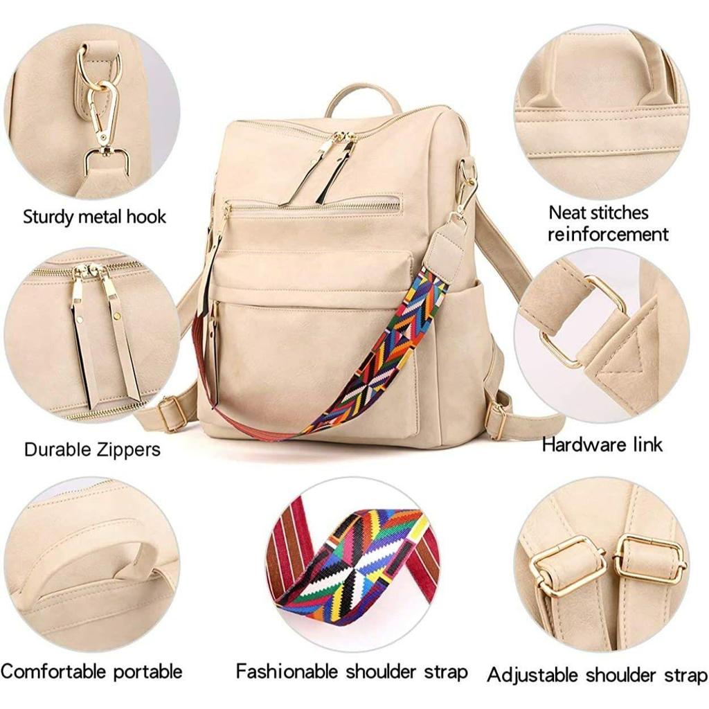 Premium Leather Convertible Backpack Handbag Sling Bags for Women