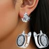 Jewelry Round Earrings Black Stone Engagement Hoop Earrings For Women