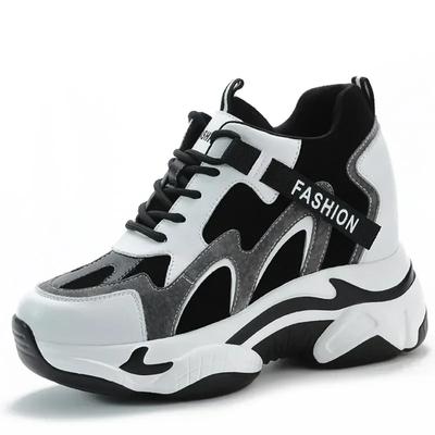 9 см натуральная кожа платформа танкетка скрытый каблук женская повседневная обувь массивные кроссовки Za Ins модные зимние теплые кроссовки сапоги