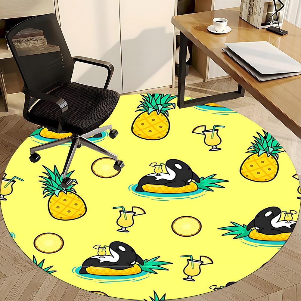 1pc Pineapple Orca Office Round Area Rug,  Mat Suitable ForOffice, Under Office Chairs Bedroom Living Room Home Decor, Room Deco