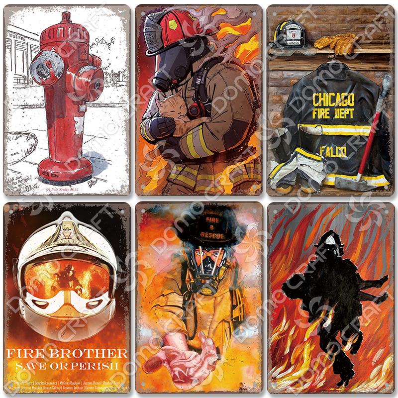 Винтажный жестяной знак пожарного, металлическая пластина, классический металлический постер из фильма «Пожарный», Настенный декор для гаража, клуба, отеля, дома