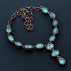 Blue Copper Turquoise Handmade Gemstone Necklace, Copper Electroformed Necklace Antique Jewelry, For Engagement Gift