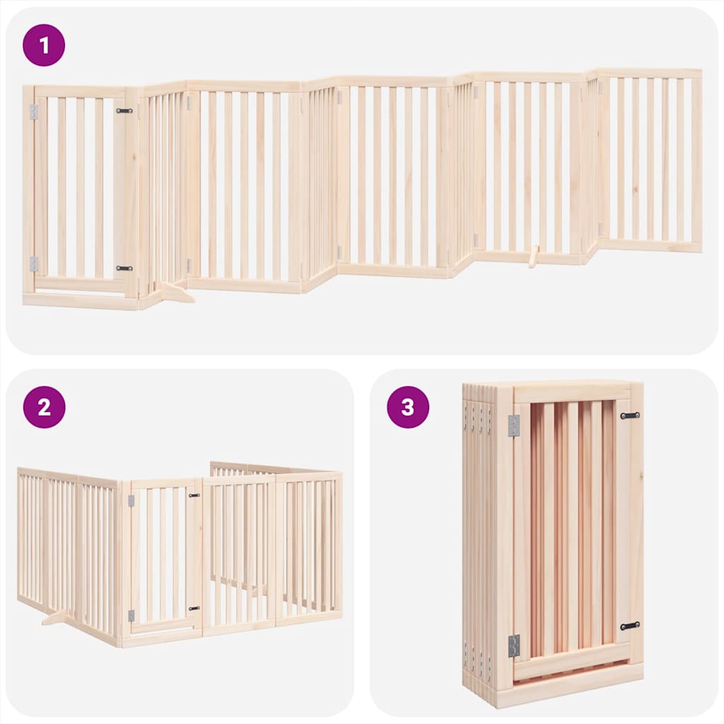 9 Piece Foldable Dog Gate 450 cm Poplar Wood