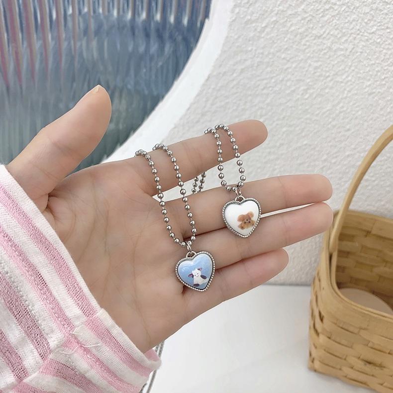 IF ME простые круглые бусы ожерелье мультяшное сердце корова кролик плед кулон колье женские аксессуары ювелирные изделия