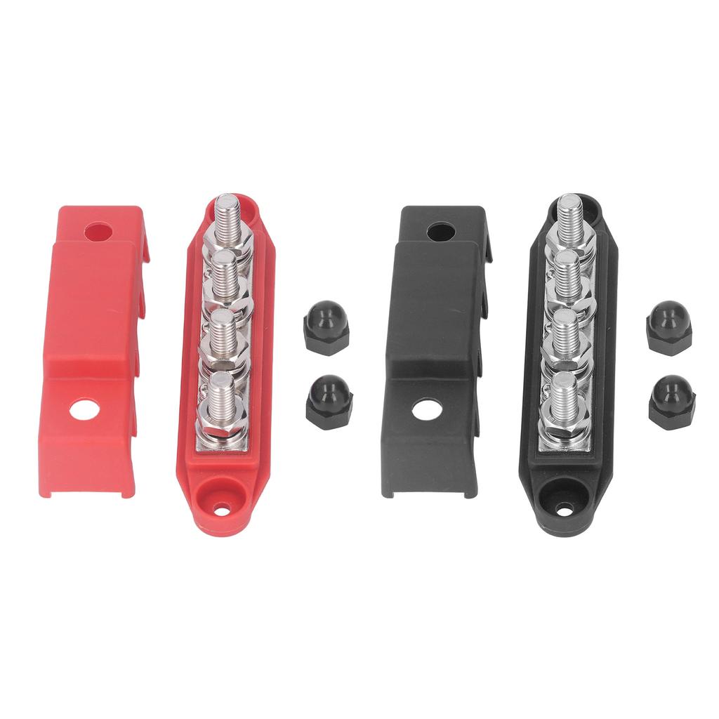 2 шт. Клеммная колодка шины 48 В 250 А Сверхмощный модуль Распределение питания Коробка постоянного тока 4 позиции M10 для RV Морской Красный Черный