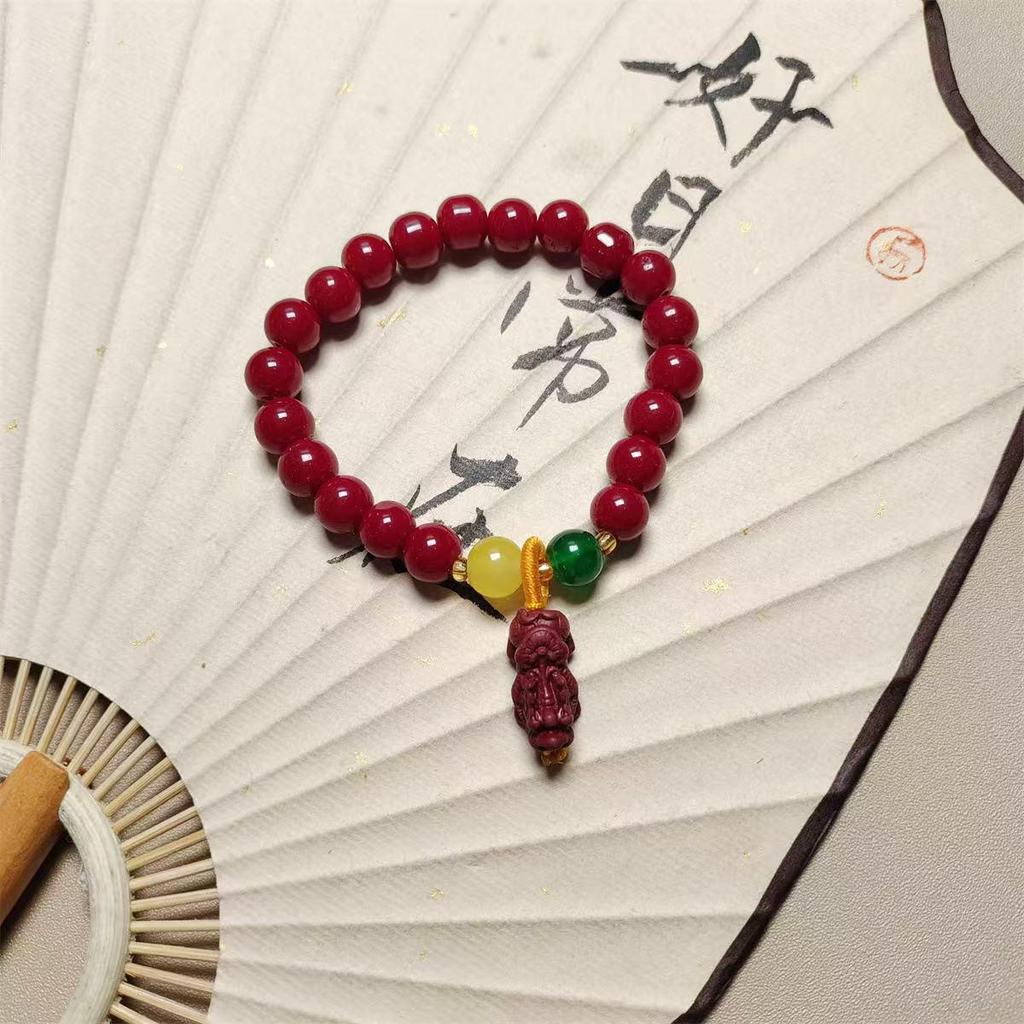 Новый браслет из киновари и лотоса в китайском стиле - Ретро, Универсальный, Модный аксессуар для рук для прямых трансляций и живописных мест