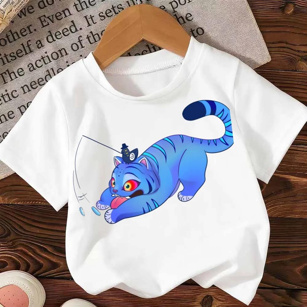 Футболка с коротким рукавом Охотники на демонов Фиолетовая Аниме-футболка Стиль Харадзюку Детская одежда для девочек и мальчиков Охотница Тигр Топ