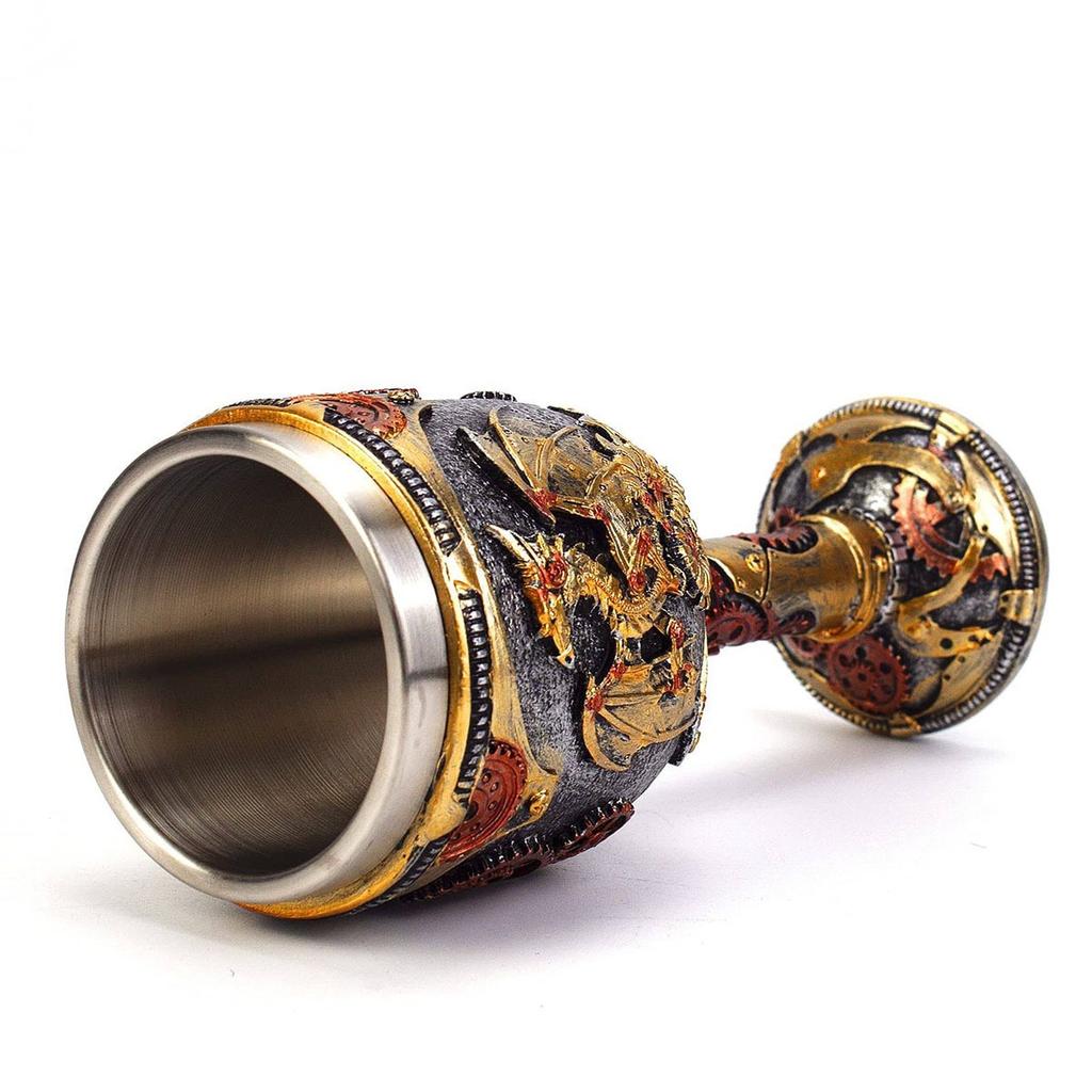 Механический кубок дракона из нержавеющей стали 304, винный кубок из смолы с подкладкой для коллекционных драконов, тематическое украшение для вечеринки