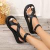 Sandals Women's New Large Size Set Toe Polyurethane Platform Casual Roman Style Outer Wear Ring Buckle with Women's Sandals