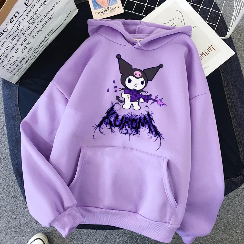 Японское аниме Sanrio Kuromi милое женское худи студенческая толстовка Y2K весна и осень для спорта и отдыха на открытом воздухе пуловер