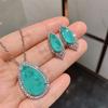 Jewelry Paraiba Earrings Necklace Jewelry Set Stud Earrings 8 * 16 Pendant 15 * 25 Jewelry